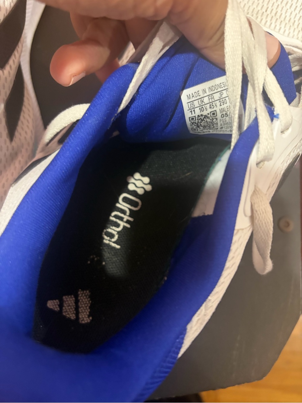 adidas Men's White and Blue Athletic Sneakers - Picture 4 of 5